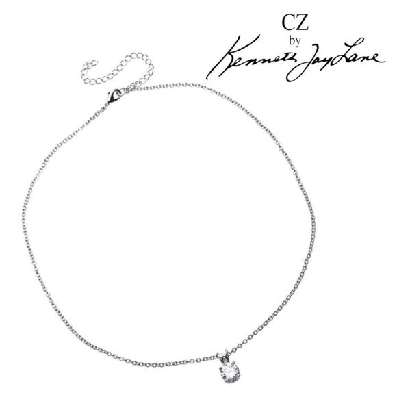 CZ by Kenneth Jay Lane Classic Round Pendant Necklace - Picture 1 of 6